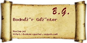 Bodnár Günter névjegykártya